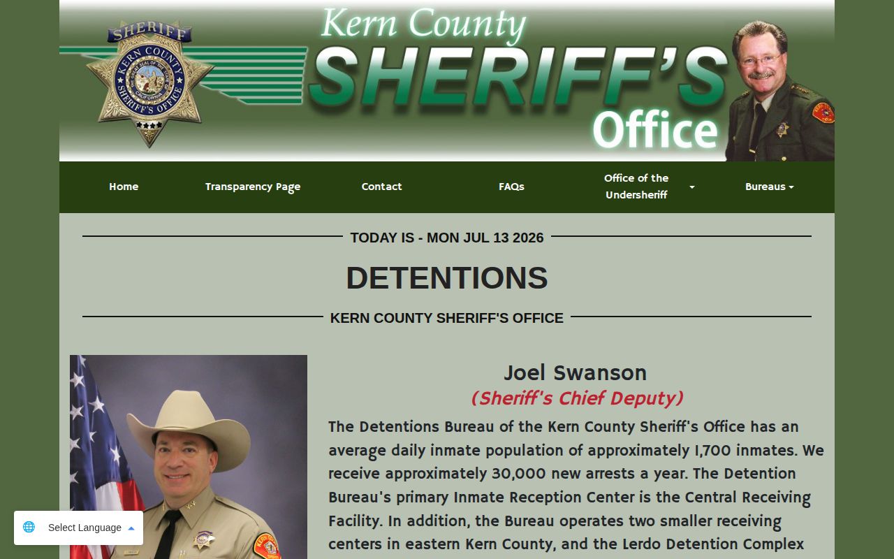 Kern County Sheriff's Office Lerdo Pre-Trial Facility release information
