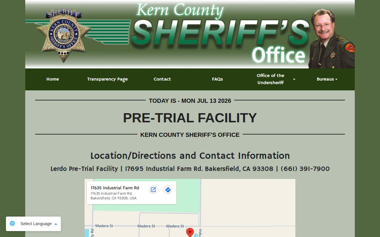 Kern County Lerdo Pre-Trial Facility release information