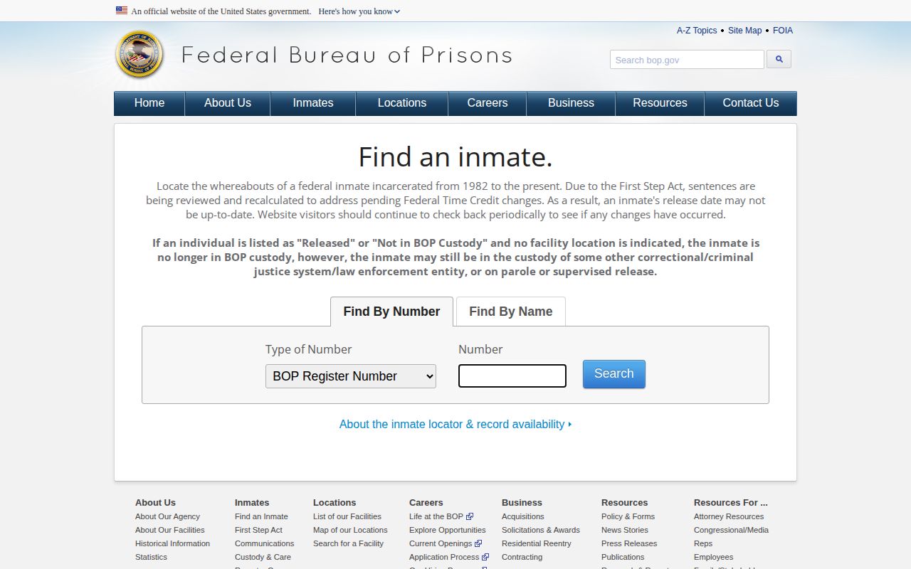BOP inmate locator fallback for a Kern County transfer from local custody