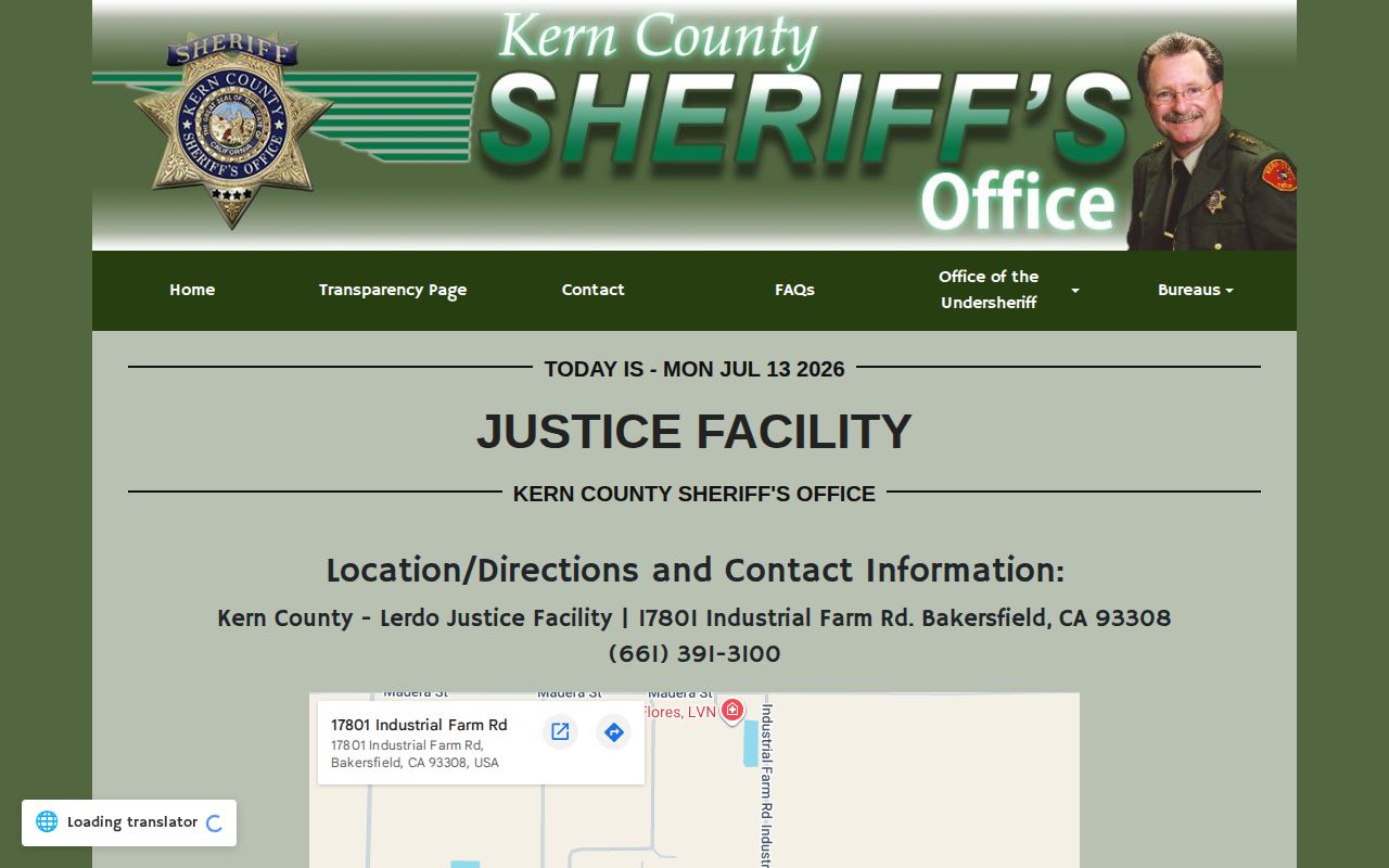 Kern County Lerdo Justice Facility release records page
