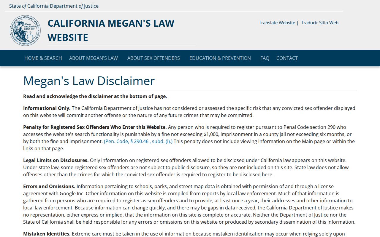 Kern County released inmate mugshots California Megan's Law registry